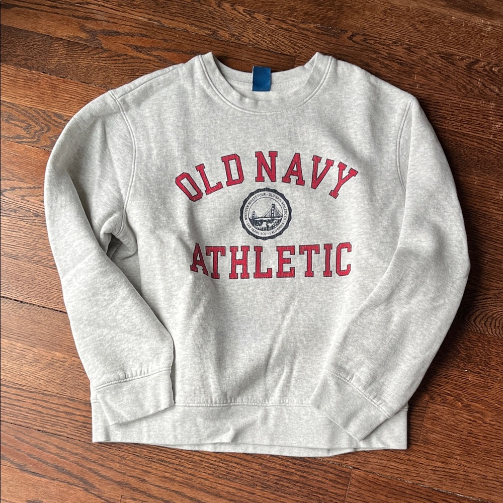 Old Navy Gray and Red Crewneck Sweater